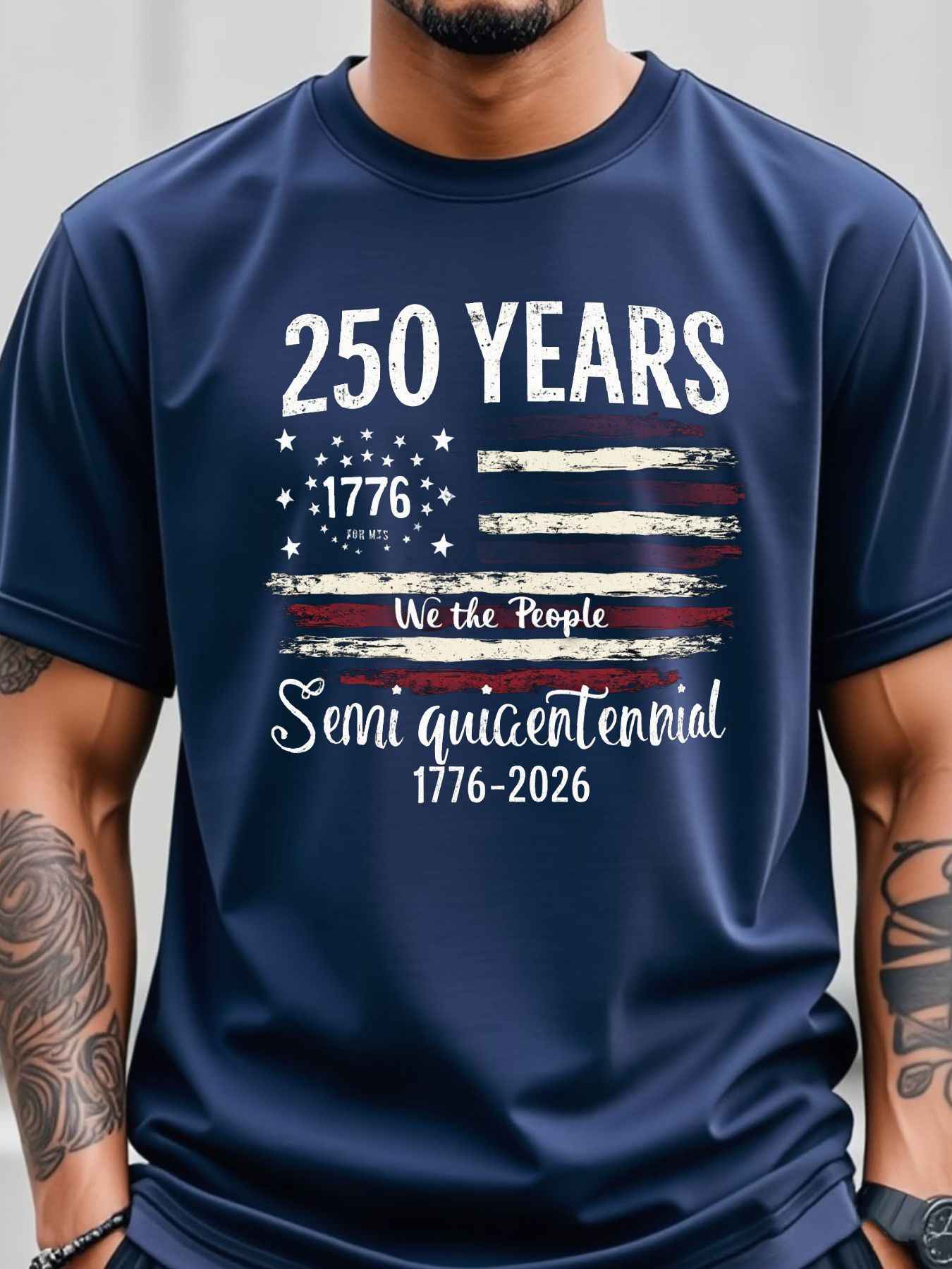 250 Years Patriotic T-Shirt - 1776-2026 We the People American Flag Tee for Men & Women - Soft, Breathable, Comfortable Fit for Independence Day Celebration