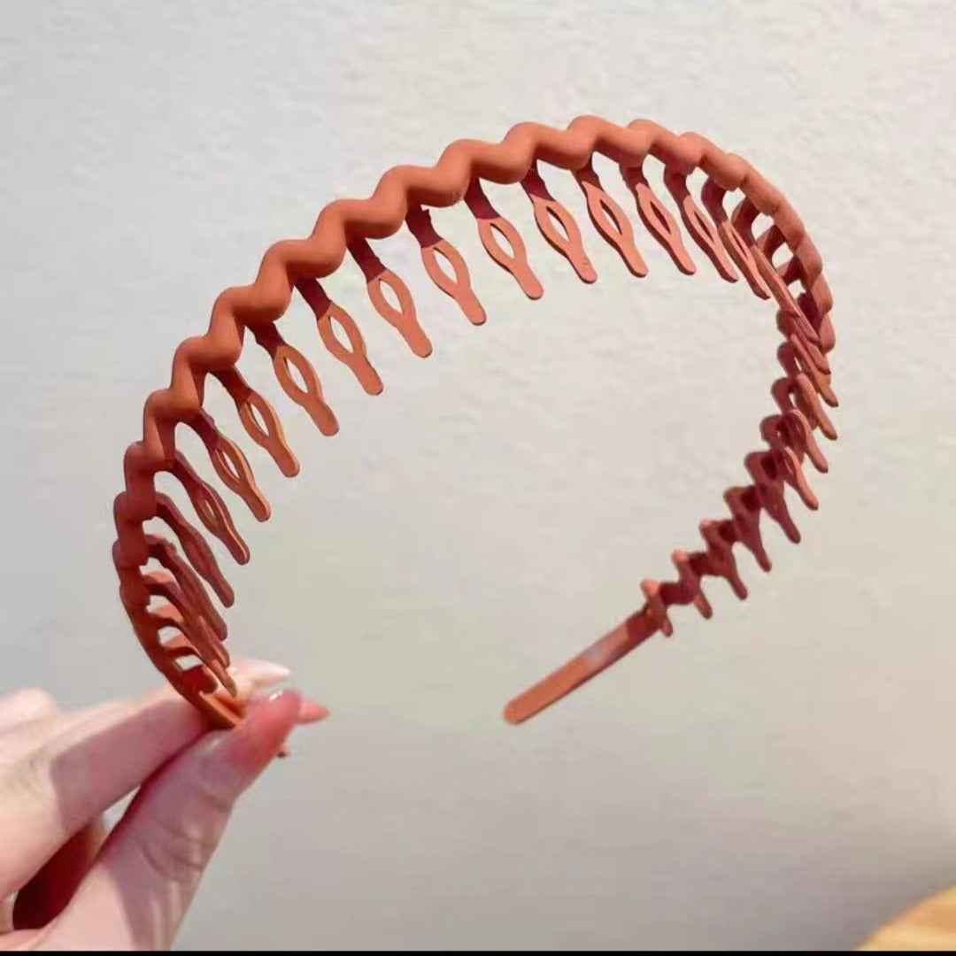 Hair Clip Frosted Color Headband Women's Non-slip Band Teeth Simple Pressure Headband Face Headband Hair Accessories Tangerine