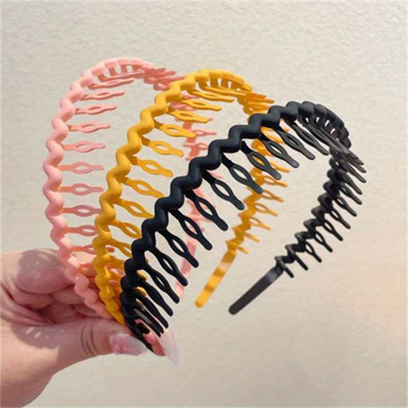 Hair Clip Frosted Color Headband Women's Non-slip Band Teeth Simple Pressure Headband Face Headband Hair Accessories 3pcs Black yellow pink