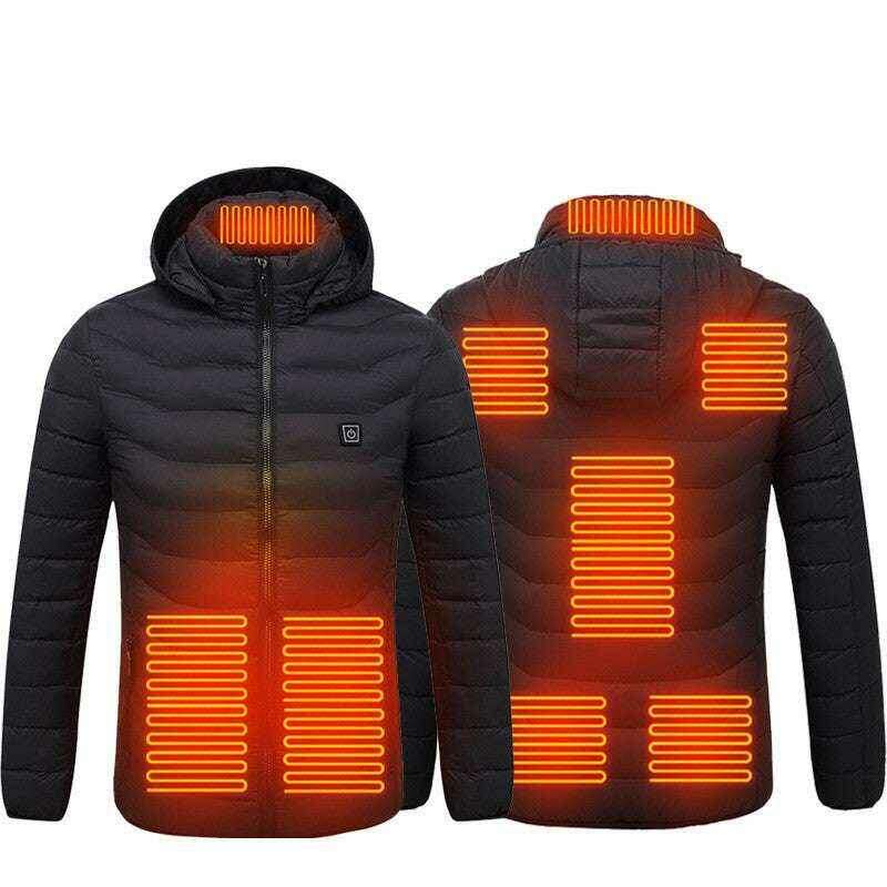 USB Heated Jacket - Thermal Cotton Coat for Men | Ultimate Warmth & Comfort Black Zone8