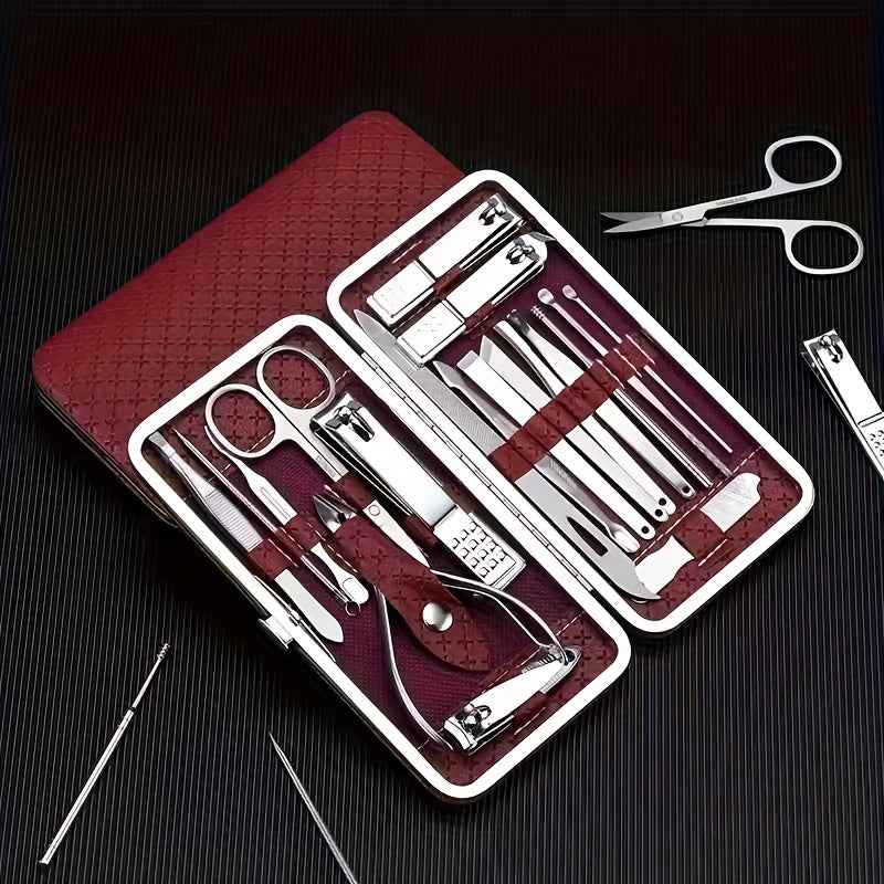 Professional Manicure And Pedicure Set, Nail Clipper Nail Cutter Nail Files Ear Spoon, Beauty Tools Grooming Set with Portable Case, for Nail Care, for Household And Travel