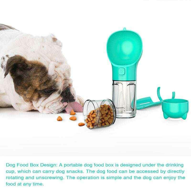 3-in-1 Portable Pet Water Bottle with Feeder, Bowl & Waste Bag Holder
