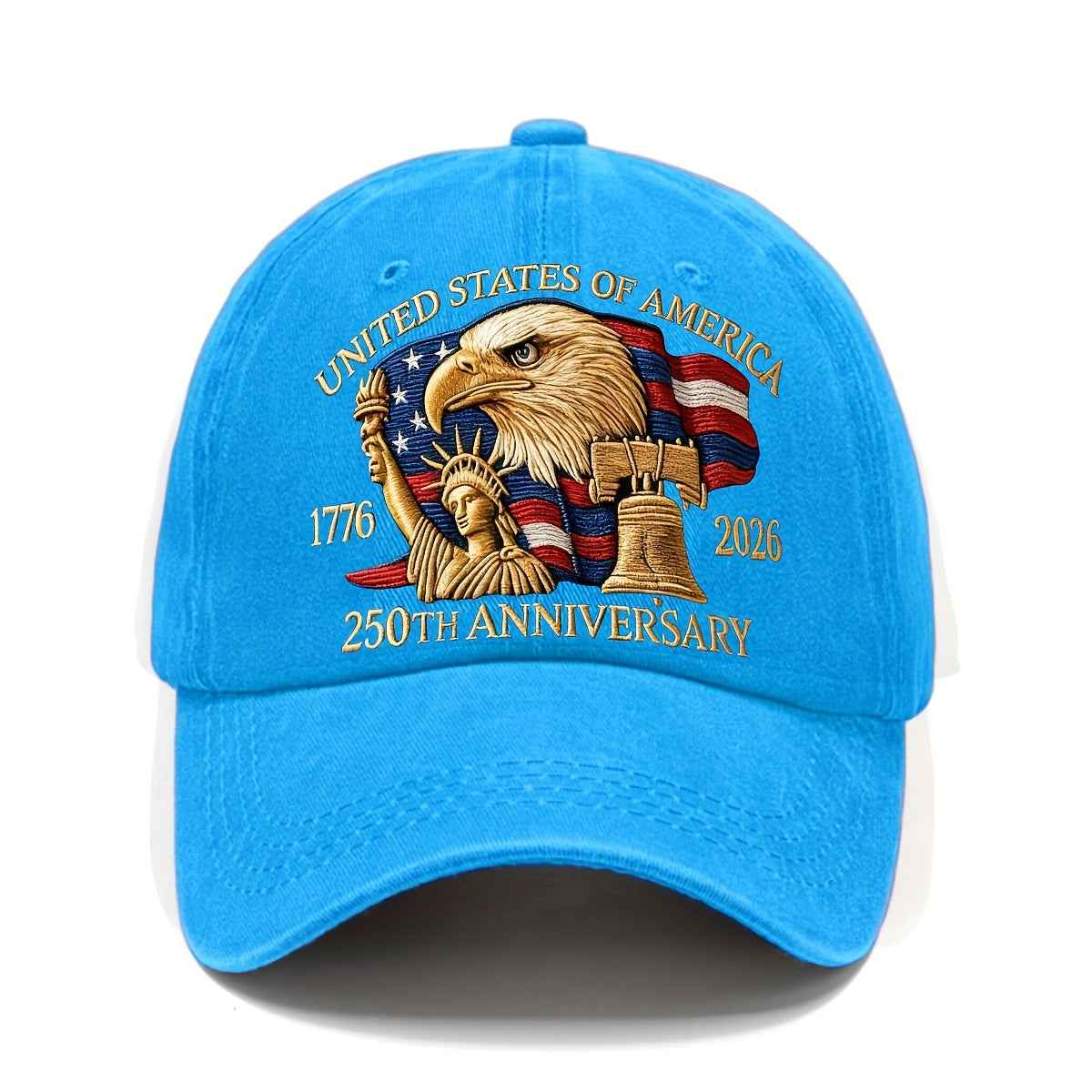 250th Anniversary American Patriotic Cap - Adjustable Unisex Hat with Eagle & 50 Stars/13 Stripes Design, 1776-2026 Inscription, Available in 9 Colors - Perfect Gift for History Enthusiasts and 4th of July Celebrations