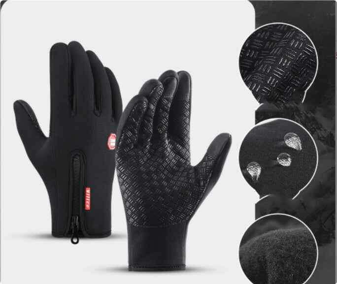 Winter Touchscreen Gloves - Waterproof Fleece for Riding and Sports Black