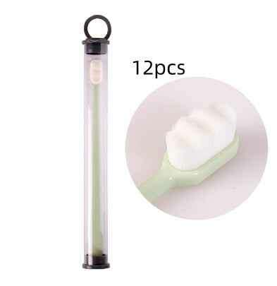 Ultra-Soft Toothbrush for Deep Cleaning and Travel Convenience 12pcs Wavy Green