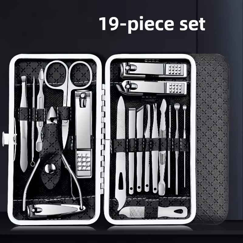 Professional Manicure And Pedicure Set, Nail Clipper Nail Cutter Nail Files Ear Spoon, Beauty Tools Grooming Set with Portable Case, for Nail Care, for Household And Travel