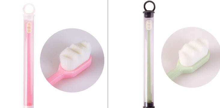 Ultra-Soft Toothbrush for Deep Cleaning and Travel Convenience Green and pink