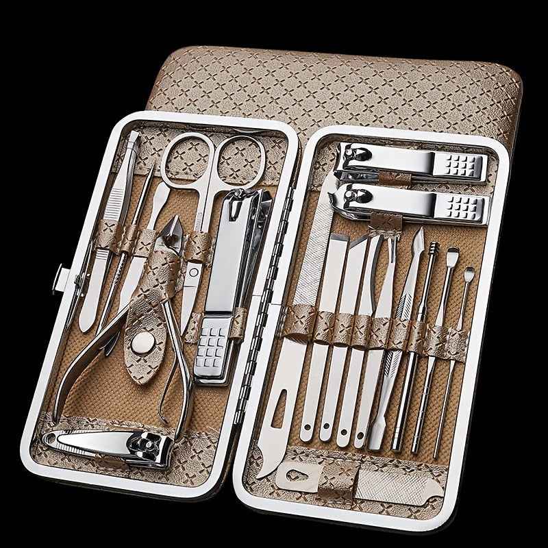 Professional Manicure And Pedicure Set, Nail Clipper Nail Cutter Nail Files Ear Spoon, Beauty Tools Grooming Set with Portable Case, for Nail Care, for Household And Travel