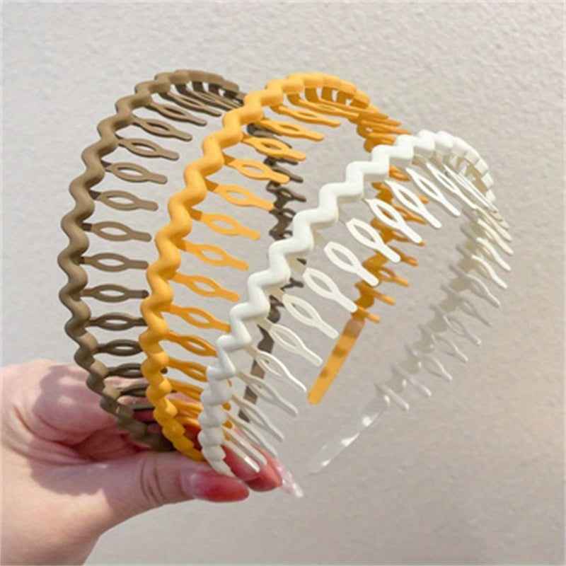 Hair Clip Frosted Color Headband Women's Non-slip Band Teeth Simple Pressure Headband Face Headband Hair Accessories 3pcs Beige yellow milk Coffee