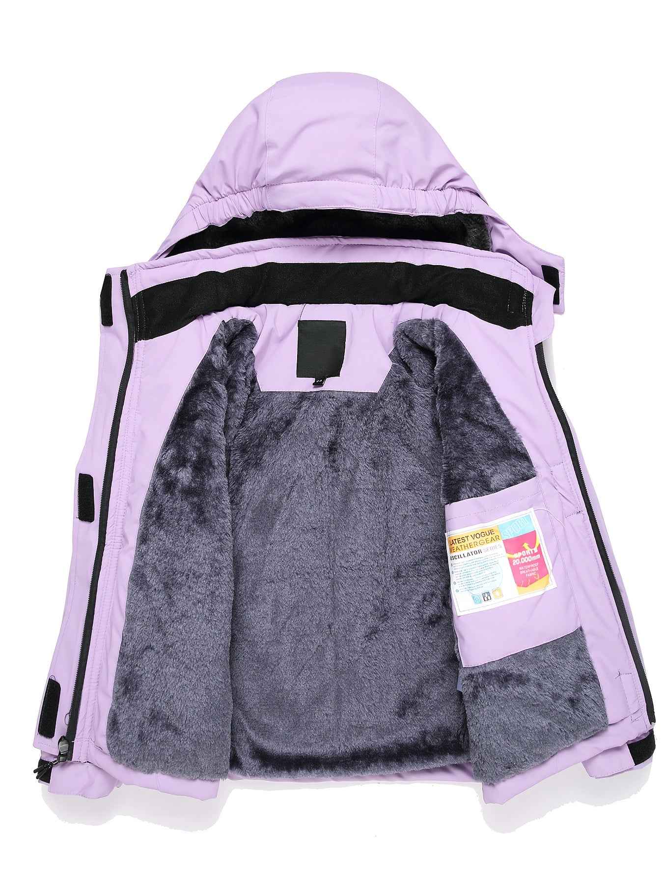 Girls' Windproof Ski Jacket - Thickened Warm Hooded Liner for Outdoor Mountaineering and Travel, Practical Multi-Pocket Design